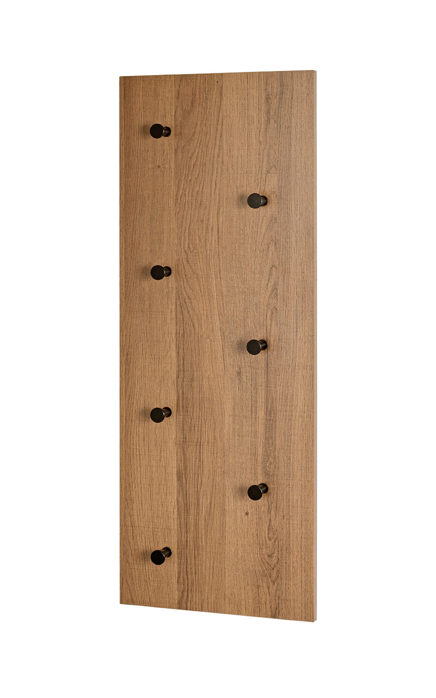 HAKU Möbel Wandgarderobe aus MDF kratzbeständig in Braun 80 x 5 x 30 cm in Eiche, Schwarz