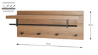 HAKU Möbel Wandgarderobe aus MDF kratzbeständig in Braun 75 x 26 x 30 cm in Eiche, Schwarz