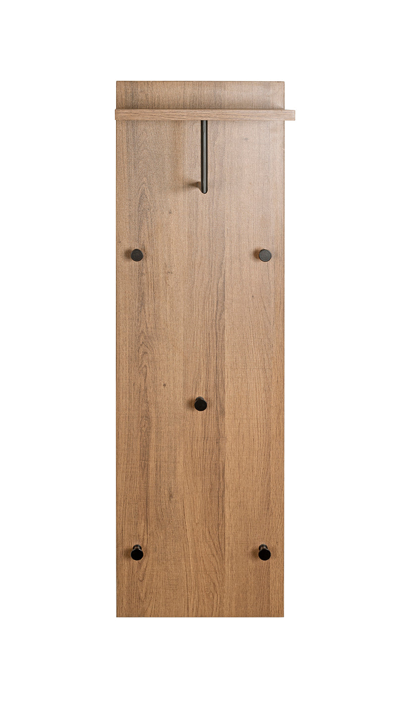 HAKU Möbel Wandgarderobe aus MDF kratzbeständig in Braun 30 x 20 x 100 cm in Eiche, Schwarz