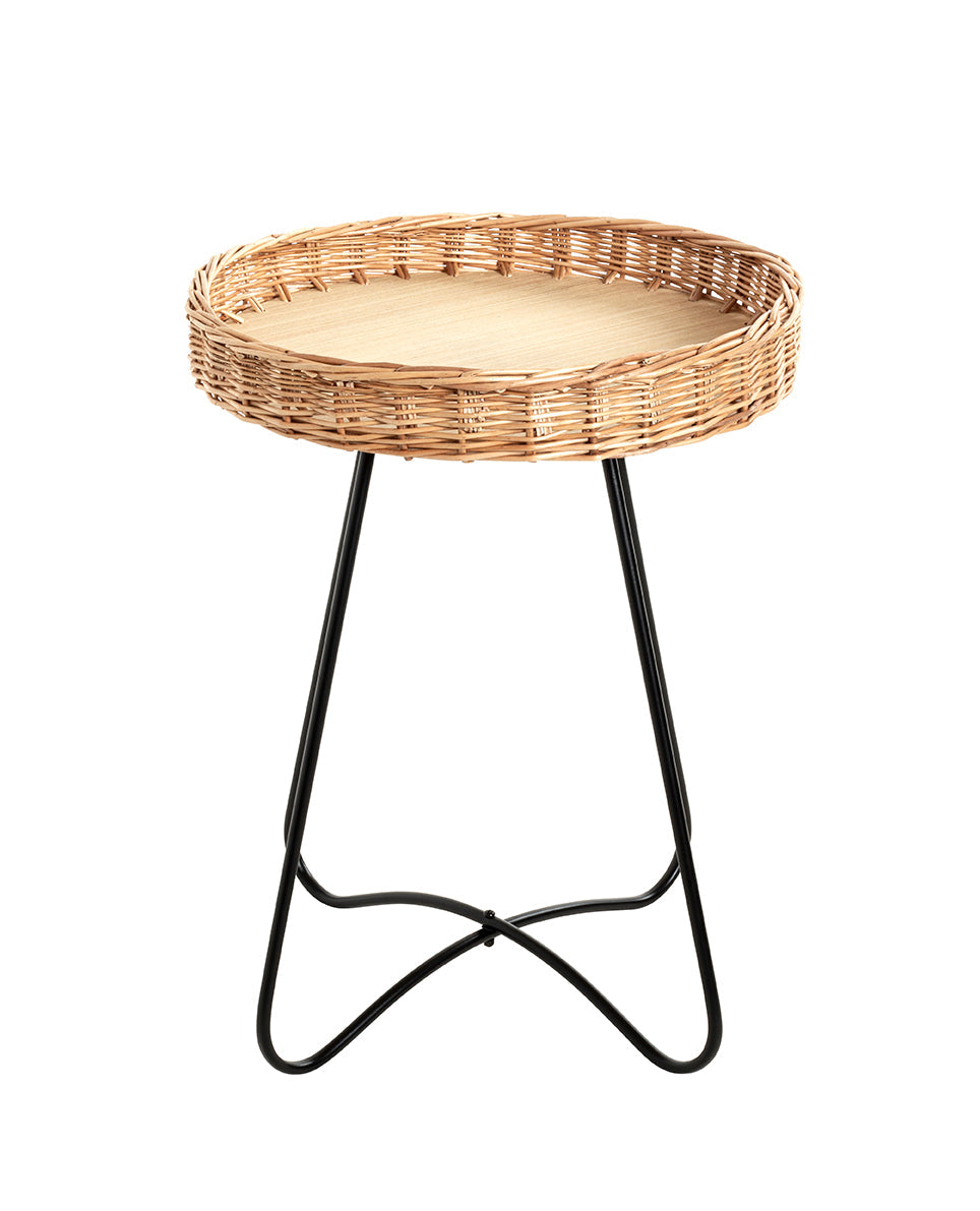 HAKU Möbel Beistelltisch aus Holzwerkstoff X-Gestell in Natur 41 x 51 cm