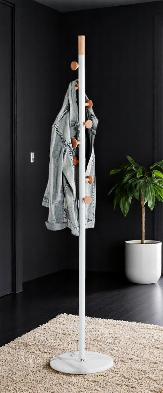 HAKU Möbel Garderobenständer aus Metall mit Marmor in Weiss 35 x 178 cm