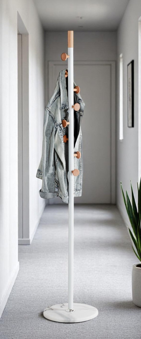 HAKU Möbel Garderobenständer aus Metall mit Marmor in Weiss 35 x 178 cm