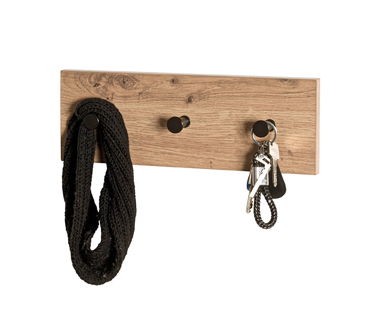 HAKU Möbel Garderobenleiste aus MDF kratzbeständig in Braun B 35-60 cm H 12 cm, 35 x 5 cm, H 12 cm in Eiche, Schwarz (Eiche hell)