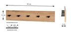 HAKU Möbel Garderobenleiste aus MDF kratzbeständig in Braun B 35-60 cm H 12 cm, 60 x 5 cm, H 12 cm in Eiche, Schwarz (Eiche hell)