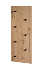 HAKU Möbel Wandgarderobe aus MDF kratzbeständig in Braun 80 x 5 x 30 cm in Eiche, Schwarz (Eiche hell)