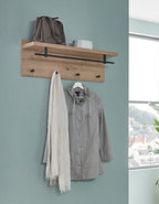 HAKU Möbel Wandgarderobe aus MDF kratzbeständig in Braun 75 x 26 x 30 cm in Eiche, Schwarz (Eiche hell)