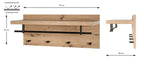 HAKU Möbel Wandgarderobe aus MDF kratzbeständig in Braun 75 x 26 x 30 cm in Eiche, Schwarz (Eiche hell)