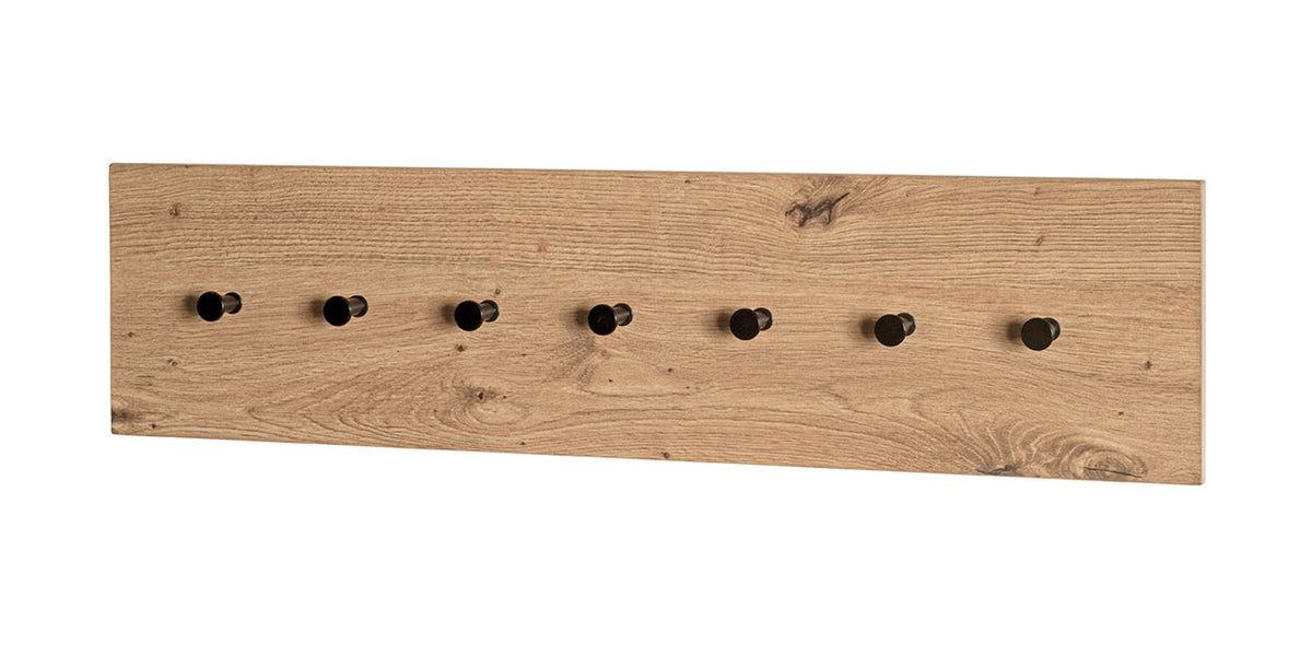 HAKU Möbel Wandgarderobe aus MDF kratzbeständig in Braun 80 x 5 x 20 cm in Eiche, Schwarz (Eiche hell)