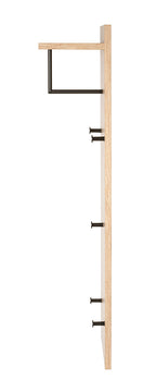 HAKU Möbel Wandgarderobe aus MDF kratzbeständig in Braun 30 x 20 x 100 cm in Eiche, Schwarz (Eiche hell)