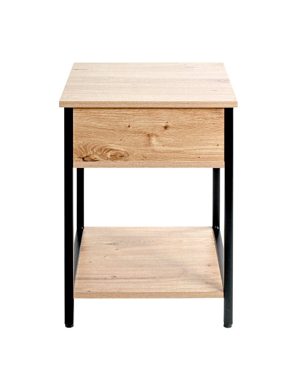HAKU Möbel Beistelltisch aus Holzwerkstoff Füsse höhenverstellbar in Eiche, Schwarz (Eiche hell)