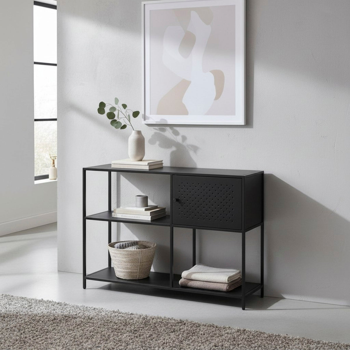 HAKU Möbel Regal aus Metall in Schwarz 100 x 30 x 75 cm