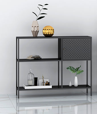 HAKU Möbel Regal aus Metall in Schwarz 100 x 30 x 75 cm