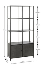 HAKU Möbel Regal aus Metall Kippschutz in Schwarz 80 x 37 x 176 cm