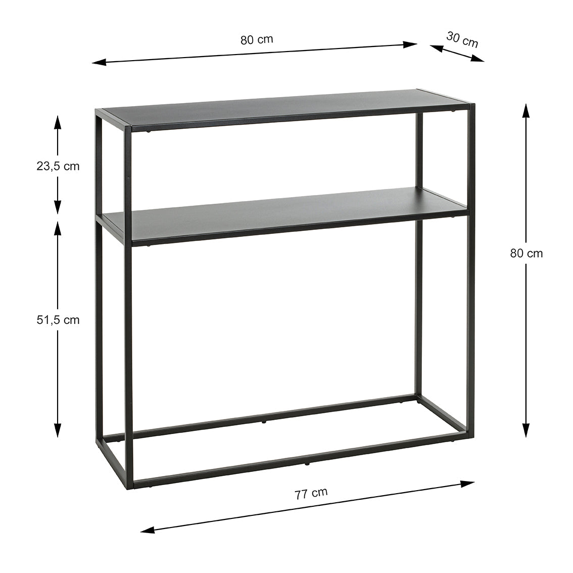 HAKU Möbel Regal aus Metall Kippschutz in Schwarz 80 x 30 x 80 cm