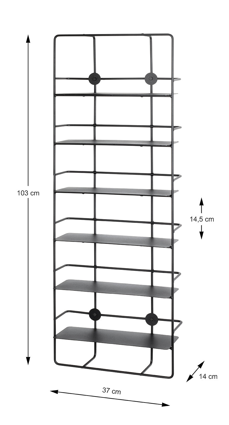 HAKU Möbel Wandregal aus Metall in Schwarz 37 x 14 x 103 cm