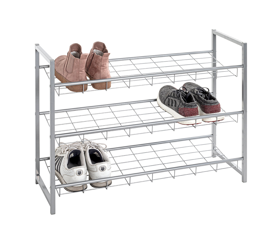 HAKU Möbel Schuhregal aus Metall in Grau B 80 cm H 38-60 cm, 80 x 30 cm, H 60 cm