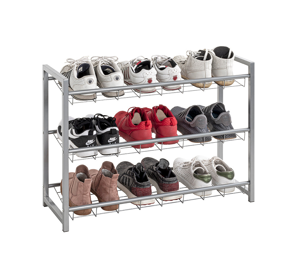 HAKU Möbel Schuhregal aus Metall in Grau B 80 cm H 38-60 cm, 80 x 30 cm, H 60 cm