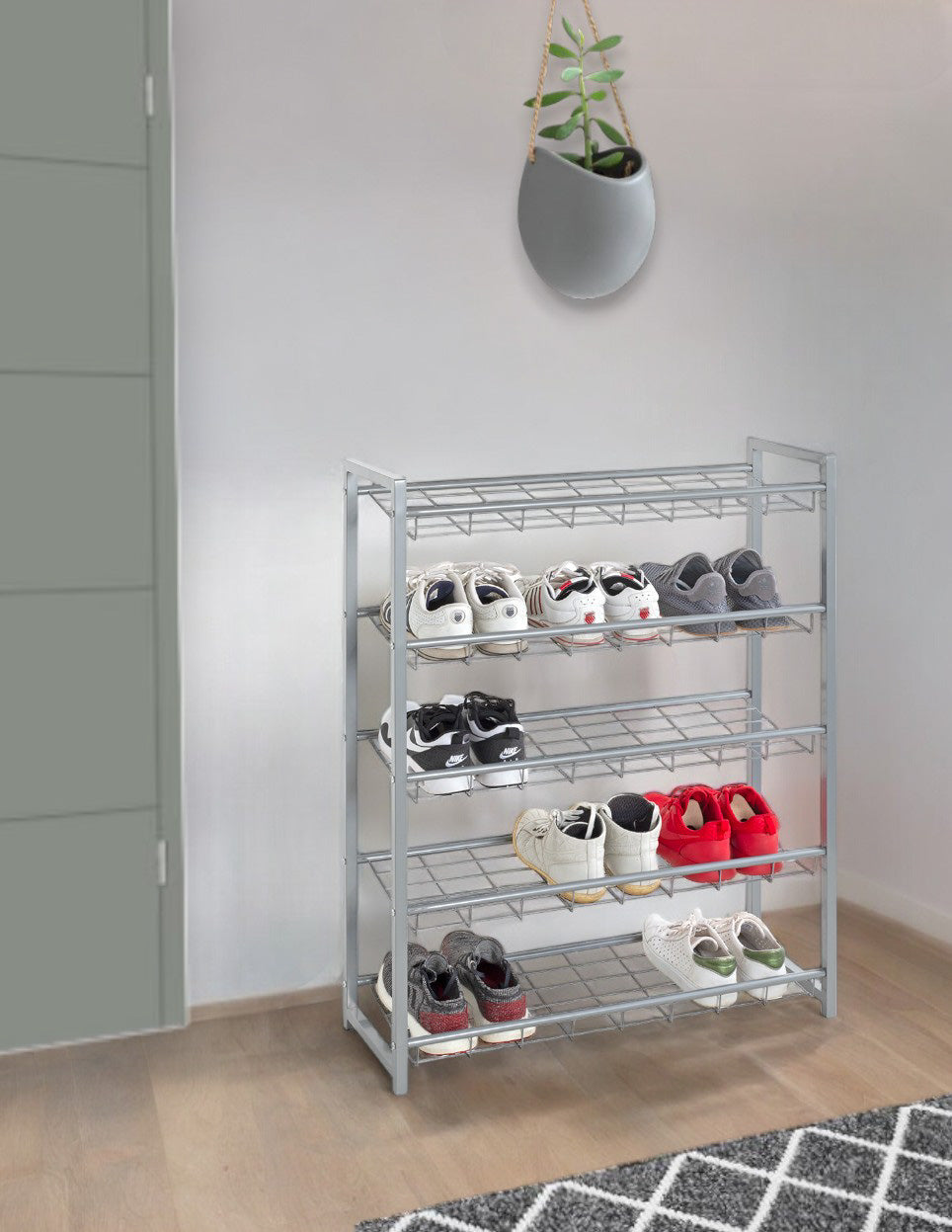HAKU Möbel Schuhregal aus Metall in Grau 80 x 30 x 106 cm