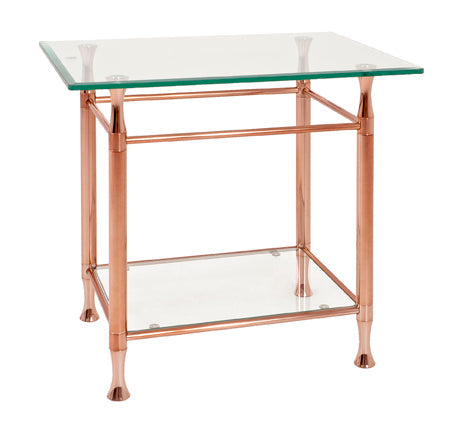HAKU Möbel Beistelltisch aus Metall mit Glas in Kupfer 58 x 43 x 52 cm