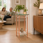 HAKU Möbel Beistelltisch aus Metall mit Glas 35 x 35 x 72 cm
