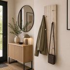 HAKU Möbel Wandgarderobe aus MDF 80 x 6 x 30 cm in Chrom, Eiche hell