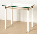 HAKU Möbel Beistelltisch aus Massivholz mit Glas in Weiss 60 x 50 x 54 cm