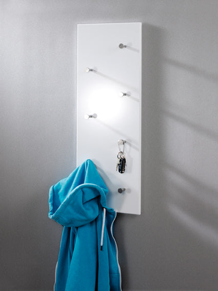HAKU Möbel Wandgarderobe aus MDF 80 x 6 x 30 cm in Chrom, Weiss