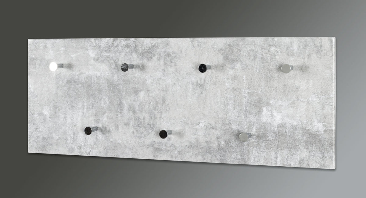 HAKU Möbel Wandgarderobe aus MDF 80 x 6 x 30 cm in Betonoptik, Chrom