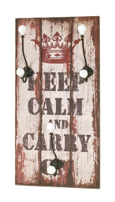 HAKU Möbel Wandgarderobe aus MDF Motiv Schriftzug in Braun 30 x 12 x 60 cm