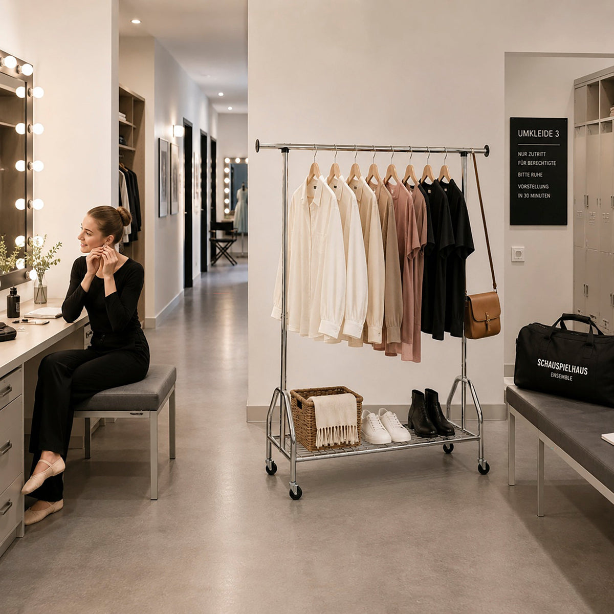 HAKU Möbel Rollgarderobe aus Metall in Silber
