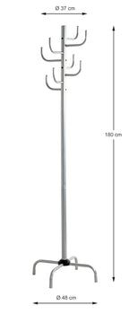 HAKU Möbel Garderobenständer aus Metall in Grau 37 x 180 cm