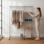 HAKU Möbel Rollgarderobe aus Metall höhenverstellbar in Silber