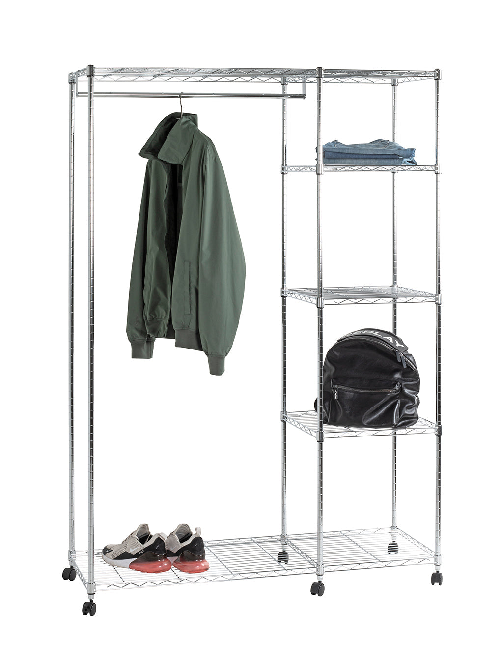 HAKU Möbel Rollgarderobe aus Metall höhenverstellbar in Silber