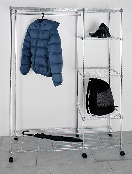 HAKU Möbel Rollgarderobe aus Metall höhenverstellbar in Silber
