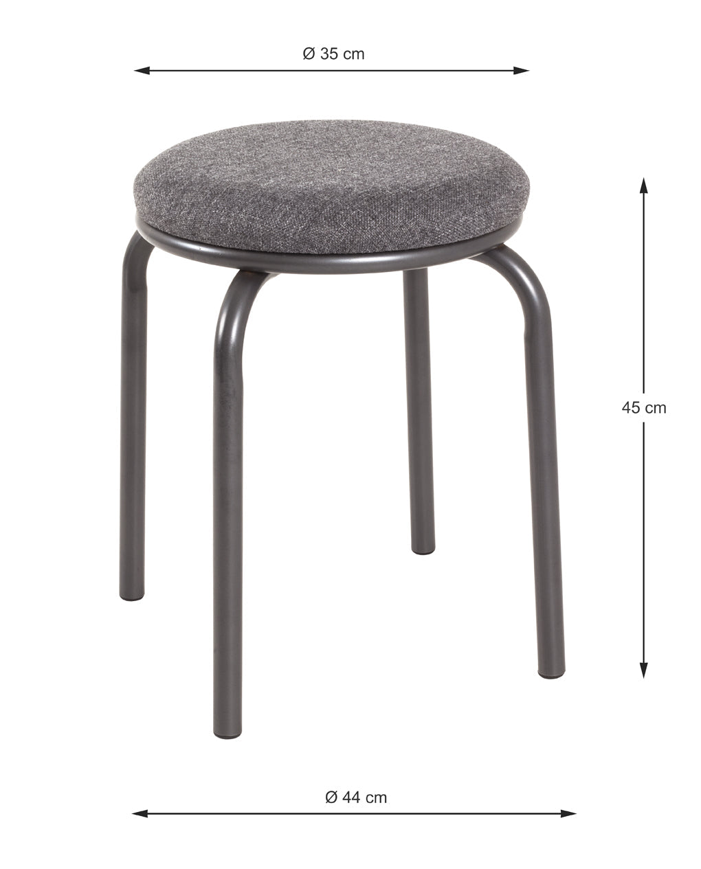 HAKU Möbel Stapelhocker aus Textil gepolstert in Grau