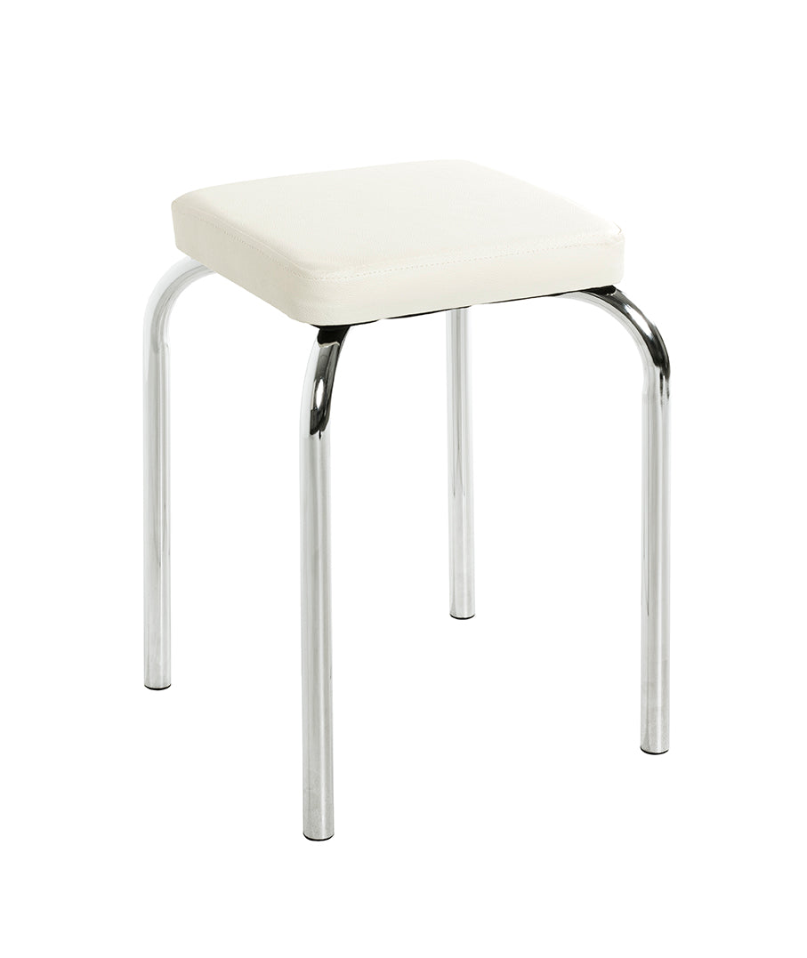 HAKU Möbel Stapelhocker aus Textil gepolstert 34 x 34 x 49 cm in Chrom, Weiss