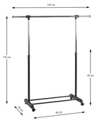 HAKU Möbel Rollgarderobe aus Metall höhenverstellbar in Schwarz