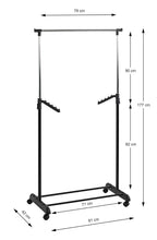 HAKU Möbel Rollgarderobe aus Metall höhenverstellbar in Schwarz