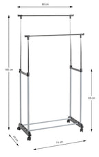 HAKU Möbel Rollgarderobe aus Metall höhenverstellbar in Grau