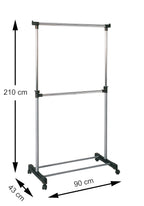 HAKU Möbel Rollgarderobe aus Metall höhenverstellbar in Grau