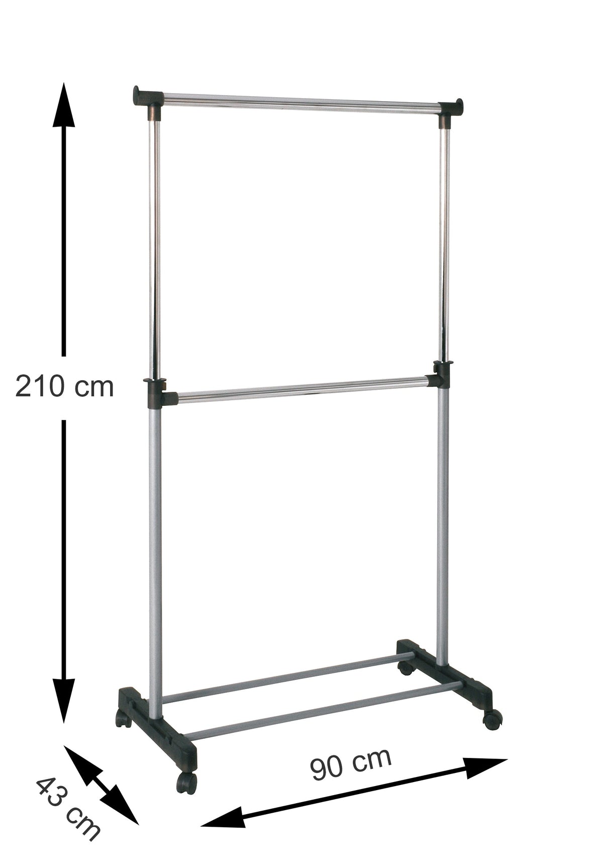 HAKU Möbel Rollgarderobe aus Metall höhenverstellbar in Grau