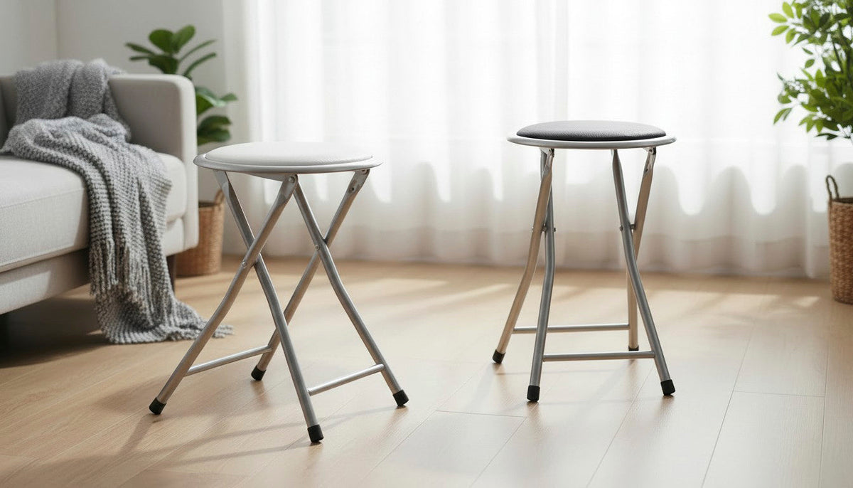 HAKU Möbel Klapphocker aus Textil gepolstert in Alu, Schwarz