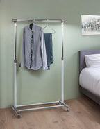 HAKU Möbel Rollgarderobe aus Metall höhenverstellbar in Grau