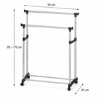 HAKU Möbel Rollgarderobe aus Metall höhenverstellbar in Grau