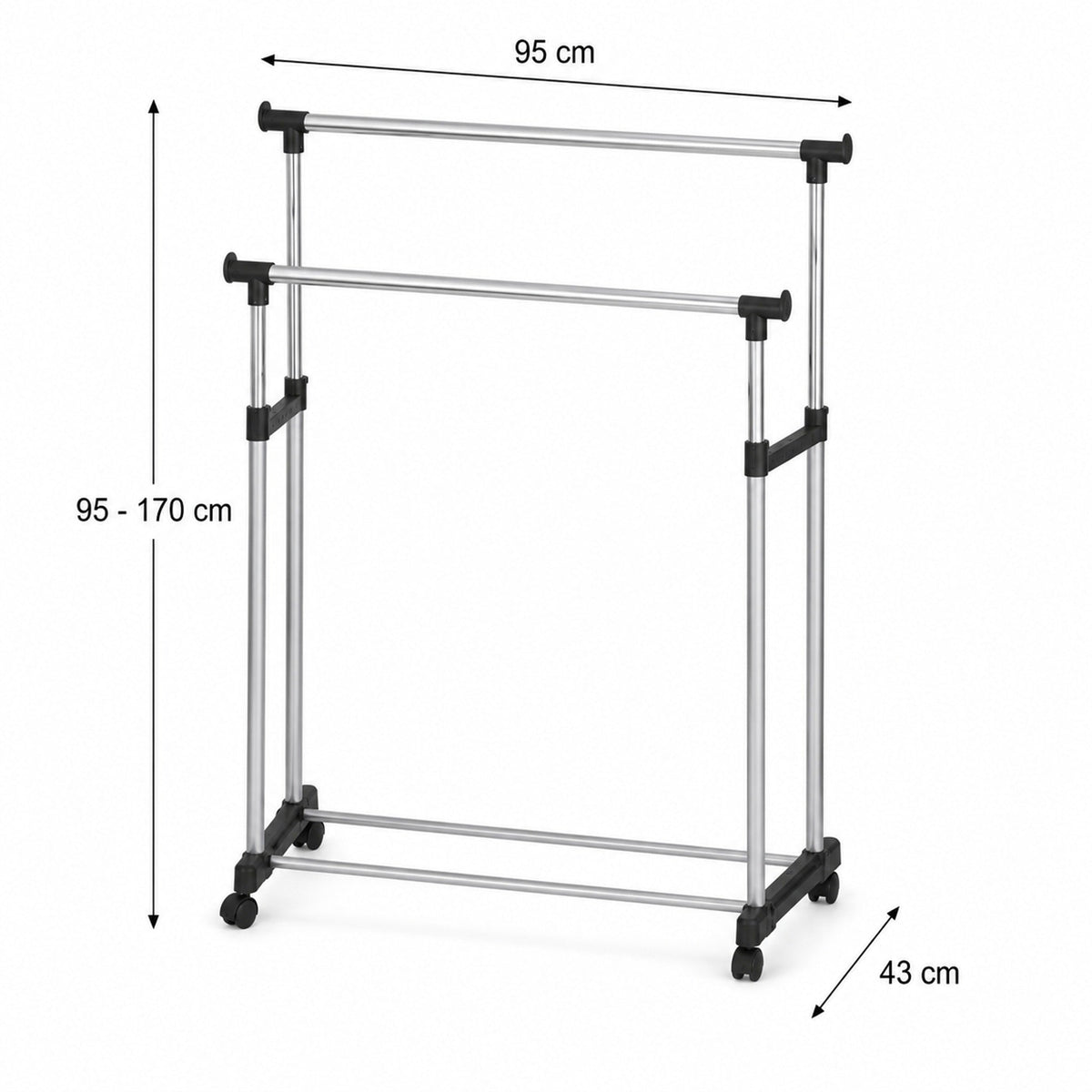 HAKU Möbel Rollgarderobe aus Metall höhenverstellbar in Grau