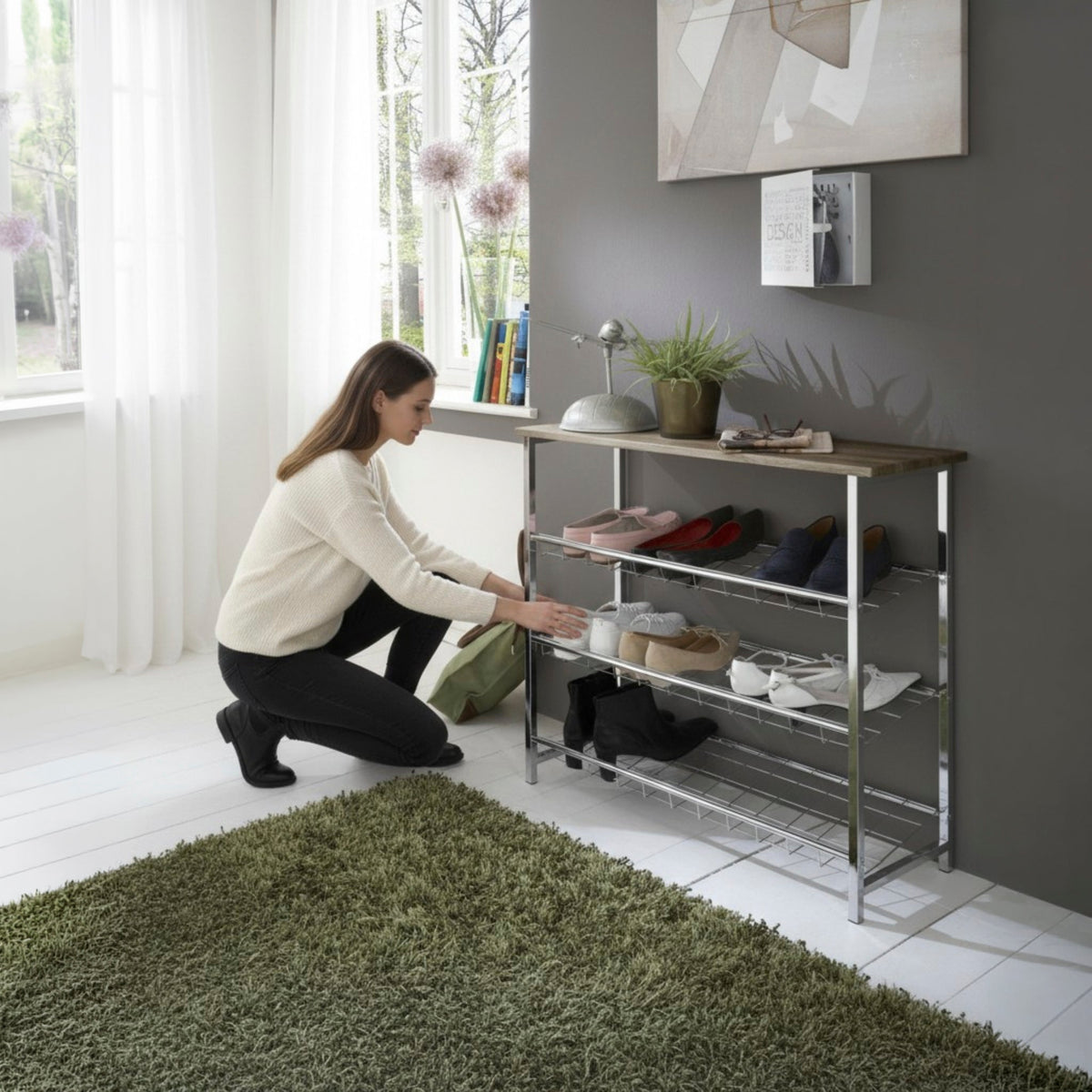 HAKU Möbel Schuhregal aus Metall in Silber