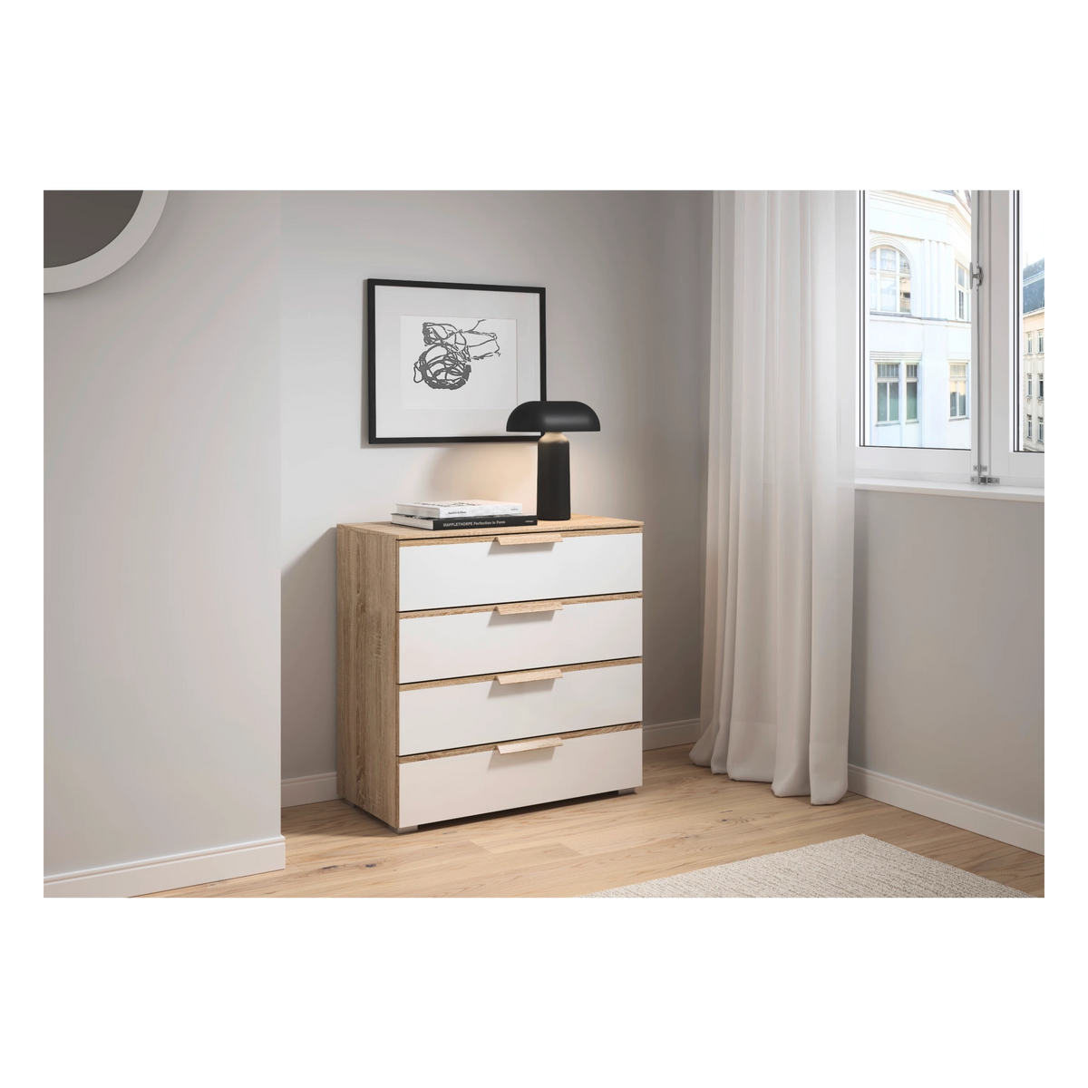 Essensa Kommode 4 Schubkästen mit Glasfronten – Milieubild
