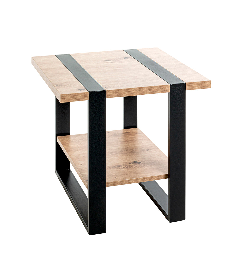 HAKU Möbel Beistelltisch aus Holzwerkstoff kratzbeständig in Braun 45 x 45 x 45 cm in Eiche, Schwarz (Eiche hell)