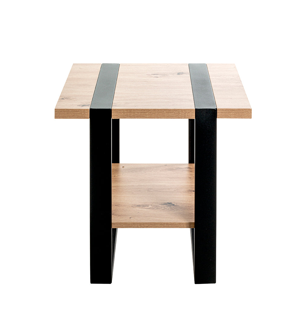 HAKU Möbel Beistelltisch aus Holzwerkstoff kratzbeständig in Braun 45 x 45 x 45 cm in Eiche, Schwarz (Eiche hell)