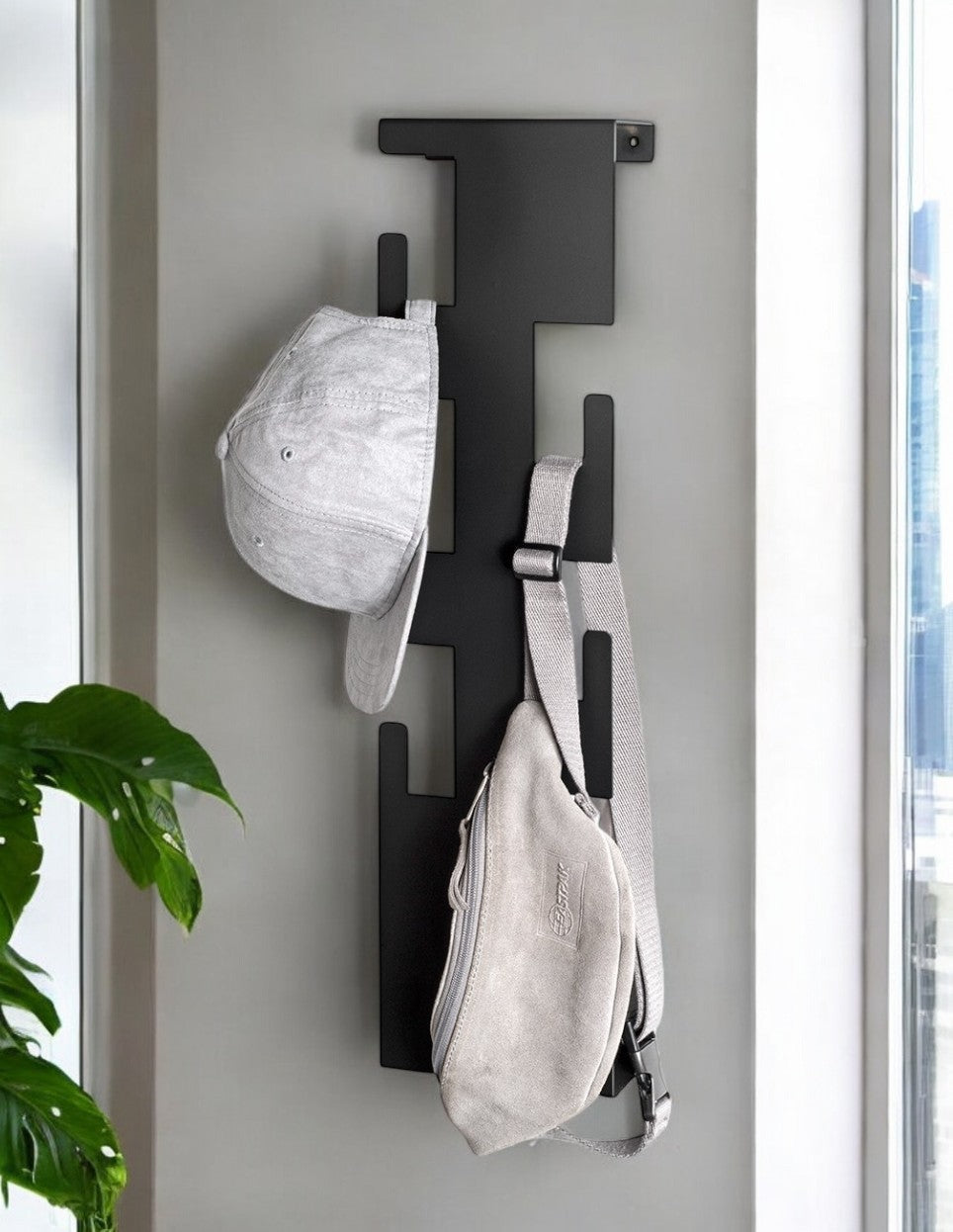 HAKU Möbel Wandgarderobe aus Metall 15 x 8 x 60 cm in Schwarz